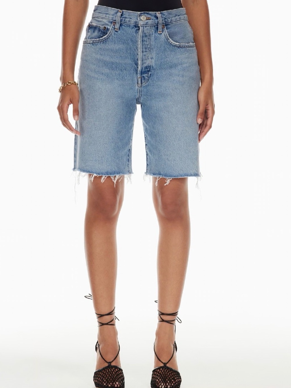 Agolde Light Blue Cutoff Denim Bermuda Shorts